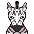 A cartoon zebra with big lashes and pointed ears looking directly at the viewer.